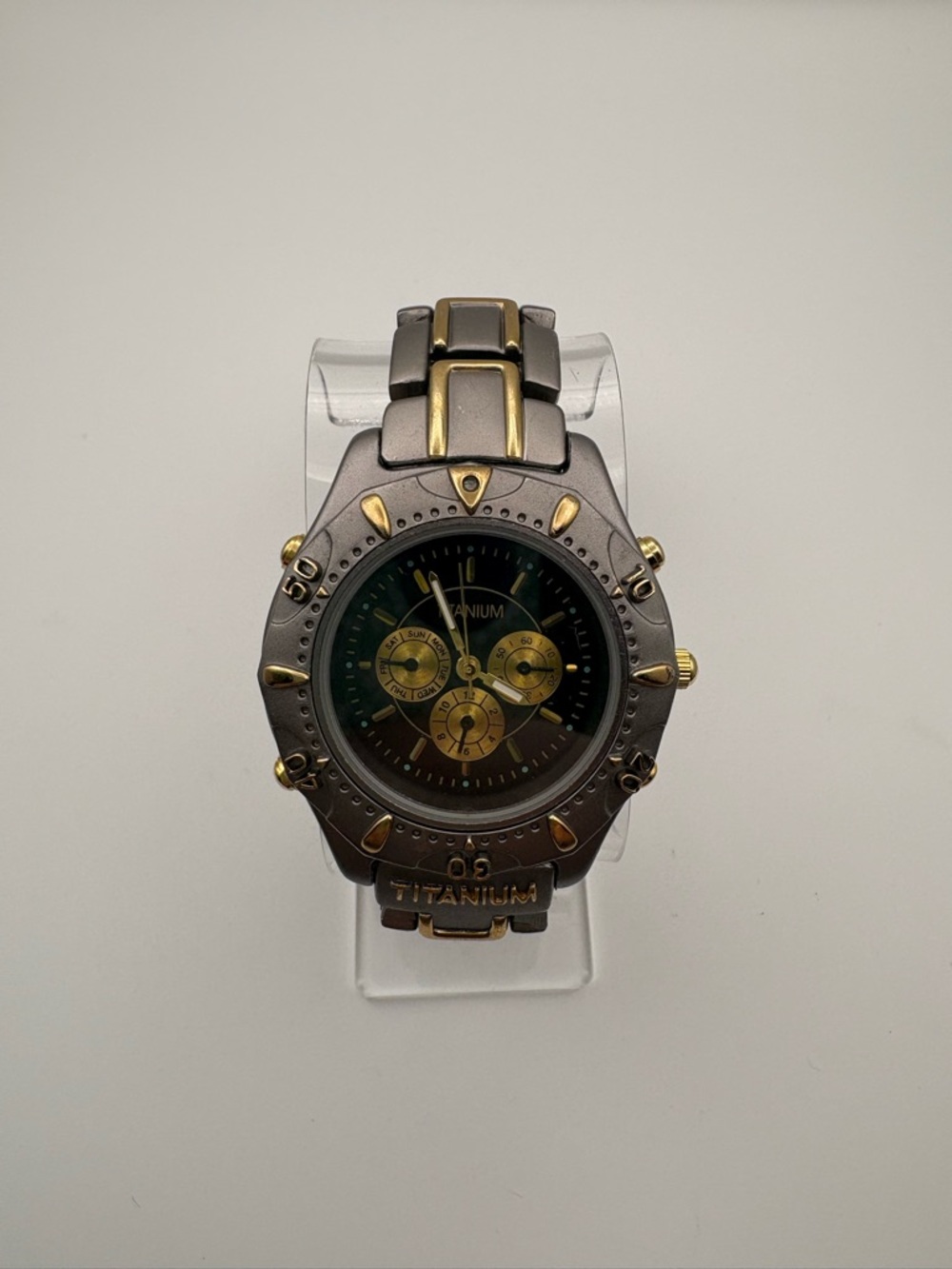 Titanium Two-Tone Men's Chronograph Watch Gold & Gunmetal Gray
